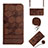 Coque Portefeuille Livre Cuir Etui Clapet Y03B pour Apple iPhone 13 Pro Max Marron