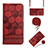 Coque Portefeuille Livre Cuir Etui Clapet Y03B pour Apple iPhone 15 Pro Vin Rouge