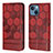 Coque Portefeuille Livre Cuir Etui Clapet Y04B pour Apple iPhone 14 Vin Rouge