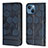 Coque Portefeuille Livre Cuir Etui Clapet Y04B pour Apple iPhone 15 Bleu