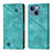 Coque Portefeuille Livre Cuir Etui Clapet Y05B pour Apple iPhone 13 Cyan