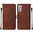 Coque Portefeuille Livre Cuir Etui Clapet Y07B pour Samsung Galaxy S22 Plus 5G Marron