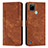 Coque Portefeuille Livre Cuir Etui Clapet Y07X pour Realme C25Y India Marron