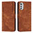 Coque Portefeuille Livre Cuir Etui Clapet Y08X pour Motorola Moto E32 Marron