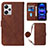 Coque Portefeuille Livre Cuir Etui Clapet YB1 pour Xiaomi Redmi Note 12 Pro+ Plus 5G Marron