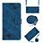 Coque Portefeuille Livre Cuir Etui Clapet YB2 pour Xiaomi Redmi 10 India Bleu