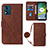 Coque Portefeuille Livre Cuir Etui Clapet YB3 pour Motorola Moto E13 Marron