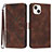 Coque Portefeuille Livre Cuir Etui Clapet YX1 pour Apple iPhone 13 Marron