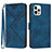 Coque Portefeuille Livre Cuir Etui Clapet YX1 pour Apple iPhone 13 Pro Max Bleu