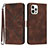 Coque Portefeuille Livre Cuir Etui Clapet YX1 pour Apple iPhone 13 Pro Max Marron