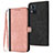 Coque Portefeuille Livre Cuir Etui Clapet YX1 pour Motorola Moto E13 Or Rose