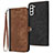 Coque Portefeuille Livre Cuir Etui Clapet YX1 pour Samsung Galaxy S21 FE 5G Marron