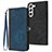 Coque Portefeuille Livre Cuir Etui Clapet YX1 pour Samsung Galaxy S22 5G Bleu