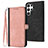 Coque Portefeuille Livre Cuir Etui Clapet YX1 pour Samsung Galaxy S22 Ultra 5G Or Rose