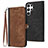 Coque Portefeuille Livre Cuir Etui Clapet YX1 pour Samsung Galaxy S23 Ultra 5G Marron