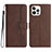 Coque Portefeuille Livre Cuir Etui Clapet YX2 pour Apple iPhone 13 Pro Max Marron