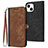 Coque Portefeuille Livre Cuir Etui Clapet YX3 pour Apple iPhone 13 Marron