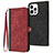 Coque Portefeuille Livre Cuir Etui Clapet YX3 pour Apple iPhone 13 Pro Max Rouge