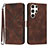 Coque Portefeuille Livre Cuir Etui Clapet YX3 pour Samsung Galaxy S22 Ultra 5G Marron