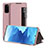 Coque Portefeuille Livre Cuir Etui Clapet ZL2 pour Samsung Galaxy S20 5G Or Rose