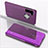 Coque Portefeuille Livre Cuir Miroir Housse Etui Clapet L04 pour Samsung Galaxy A21 European Violet