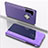 Coque Portefeuille Livre Cuir Miroir Housse Etui Clapet L04 pour Samsung Galaxy A21 European Violet Clair