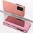 Coque Portefeuille Livre Cuir Miroir Housse Etui Clapet L04 pour Xiaomi Mi 10T 5G Or Rose