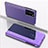 Coque Portefeuille Livre Cuir Miroir Housse Etui Clapet L04 pour Xiaomi Mi 10T Pro 5G Violet Clair
