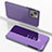 Coque Portefeuille Livre Cuir Miroir Housse Etui Clapet pour Apple iPhone 13 Mini Violet