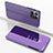 Coque Portefeuille Livre Cuir Miroir Housse Etui Clapet pour Huawei Honor 70 Lite 5G Violet Clair