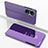 Coque Portefeuille Livre Cuir Miroir Housse Etui Clapet pour Huawei Honor X7 Violet Clair