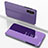 Coque Portefeuille Livre Cuir Miroir Housse Etui Clapet pour Samsung Galaxy A14 4G Violet Clair