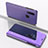 Coque Portefeuille Livre Cuir Miroir Housse Etui Clapet pour Samsung Galaxy A30 Violet