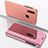 Coque Portefeuille Livre Cuir Miroir Housse Etui Clapet pour Samsung Galaxy M20 Or Rose