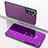 Coque Portefeuille Livre Cuir Miroir Housse Etui Clapet pour Samsung Galaxy S22 Plus 5G Violet