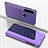 Coque Portefeuille Livre Cuir Miroir Housse Etui Clapet QH1 pour Huawei P40 Lite E Violet Clair