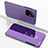 Coque Portefeuille Livre Cuir Miroir Housse Etui Clapet QH1 pour Xiaomi Mi 11T 5G Violet Clair