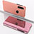 Coque Portefeuille Livre Cuir Miroir Housse Etui Clapet QH1 pour Xiaomi Redmi Note 8 (2021) Or Rose