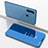 Coque Portefeuille Livre Cuir Miroir Housse Etui Clapet ZL1 pour Samsung Galaxy A21 Bleu