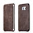 Coque Portefeuille Livre Cuir pour Samsung Galaxy S6 Edge+ Plus SM-G928F Marron