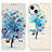 Coque Portefeuille Motif Fantaisie Livre Cuir Etui Clapet A07 pour Apple iPhone 13 Mini Bleu