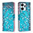 Coque Portefeuille Motif Fantaisie Livre Cuir Etui Clapet B01F pour Huawei Honor X7a Cyan