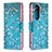 Coque Portefeuille Motif Fantaisie Livre Cuir Etui Clapet B01F pour Huawei P50 Cyan