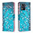 Coque Portefeuille Motif Fantaisie Livre Cuir Etui Clapet B01F pour Motorola Moto E13 Cyan