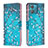 Coque Portefeuille Motif Fantaisie Livre Cuir Etui Clapet B01F pour Motorola Moto Edge 40 Neo 5G Cyan