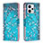 Coque Portefeuille Motif Fantaisie Livre Cuir Etui Clapet B01F pour Motorola Moto G13 Cyan