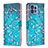 Coque Portefeuille Motif Fantaisie Livre Cuir Etui Clapet B01F pour Motorola Moto X40 5G Cyan