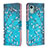 Coque Portefeuille Motif Fantaisie Livre Cuir Etui Clapet B01F pour Nokia C12 Cyan