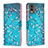 Coque Portefeuille Motif Fantaisie Livre Cuir Etui Clapet B01F pour Nokia C210 Cyan