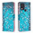 Coque Portefeuille Motif Fantaisie Livre Cuir Etui Clapet B01F pour Nokia C22 Cyan